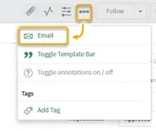 More options’ menu with ‘Email’ highlighted.